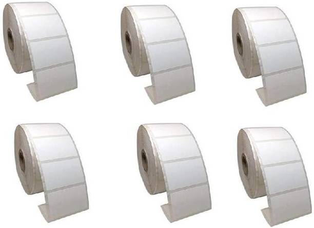 youlogic 40MMX20MM Barcode Label 1''up Self-adhesive Paper Label (White) 1ROLL 2000 LABELS Pack of 6 Roll cromo Paper Label