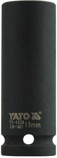 YATO YT-1039 Cold Forged CrMo 1/2 inch Drive Black Phosphated Surface AS Drive Hexagonal Deep Impact Socket Set-19mm Socket Set