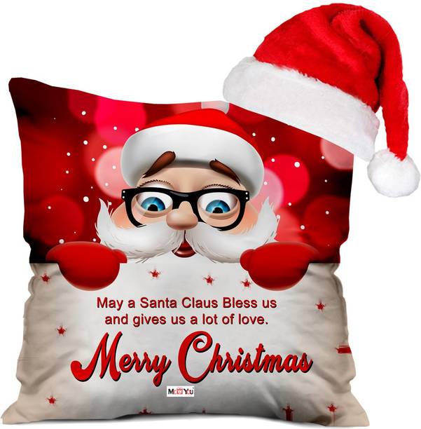 Midiron Merry Christmas Quoted Printed Cushion and Santa Cap IZ19STChristmasSantaCap2CU16-54 Ceramic, Cotton Gift Box