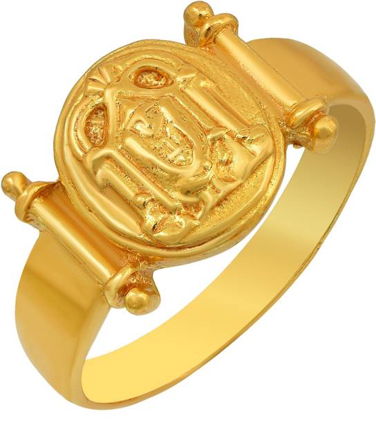 24Kt Gold Layer Alloy, Round shape, Lord venkatesh, Tirupati balaji, Heavy Superb Finish Stylish Fashion finger ring For Men and Women Brass Gold Plated Ring