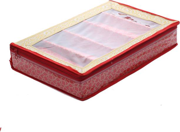 KUBER INDUSTRIES Brocade Hardboard Five Rod Bangle Box (Red) - CTKTC22896 Make Up Vanity Box