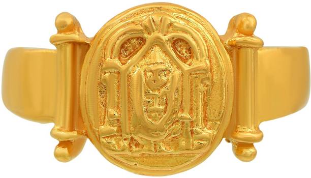24Kt Gold coated Brass, Round shape, Lord venkatesh, Tirupati balaji, Heavy Superb Finish Stylish Fashion finger ring For Men and Women Brass Gold Plated Ring