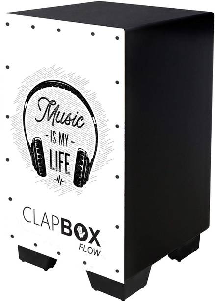 CLAPBOX Flow Graphic CB-FLW3, Walnut wood,Black (Music is life) Cajons