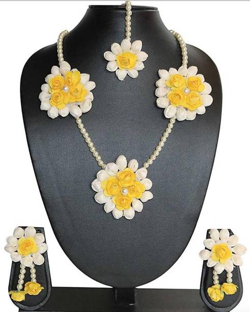 ALICIA Fabric, Paper Yellow, White Jewellery Set
