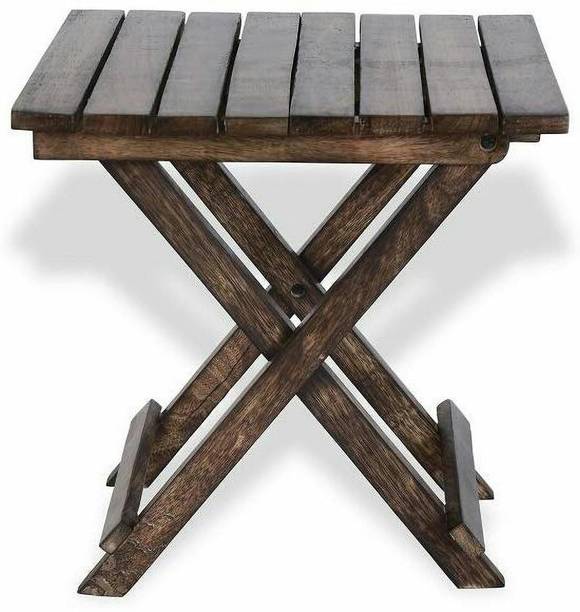 ZSS ZES Brings Wooden handicrafted Square Folding Stool for Living Room Side Table 12" Inch.(Black Antique Finish) Solid Wood Side Table