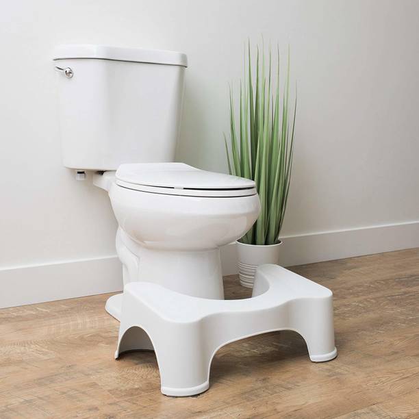 EPONYMOUS Comfortable Sturdy Squat Toilet Foot Step Stool Women's Plastic Anti-Slip Stool for Western Toilet Scientific Angle, Potty Training Foot Supporter for Kids and Adults (White) Stool