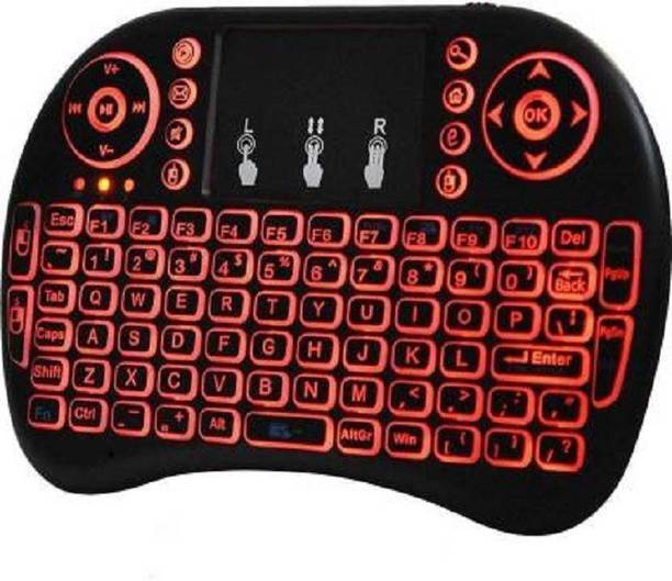 Rompy Mini Wireless Keyboard (Touchpad with Backlight) Easy to Carry Compatible with All Smart TV, Xbox, PSP3, Laptop, Tablet, Android, iOS & Windows Device (Black) Wireless Handheld Laptop Keyboard Compatible with Desktop, Laptop, Mac