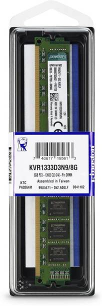 KINGSTON DDR3 1333Mhz Desktop PC DDR3 8 GB (Dual Channel) PC (KVR1333D3N9/8G, 2Rx8 PC3-10600 CL9 240-Pin uDIMM)