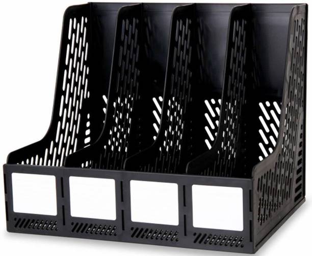Twinflo 4 Compartments Plastic File Rack Stand Table Top Magazine Holder