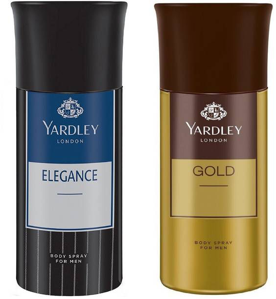 यार्डले लंडन मेन एलिगेंस और गोल्ड 150ML प्रत्येक (2 का पैक) बॉडी स्प्रे  -  पुरुषों के लिए