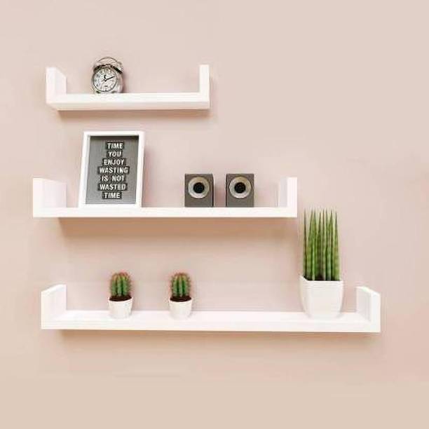 ArtfulCrafts Rack shelves Wooden Wall Shelf (Number of Shelves - 3, White) Wooden Wall Shelf