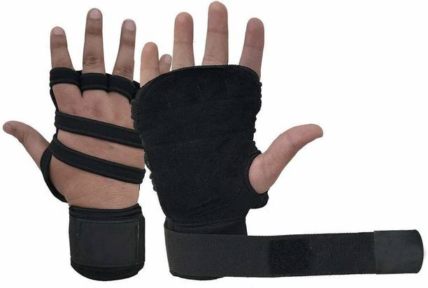 GymWar Leather Netted With Wrist Support Gym & Fitness Gloves