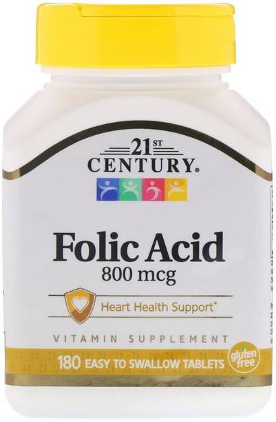 21st Century Folic Acid, 800 mcg, 180 Easy to Swallow Tablets