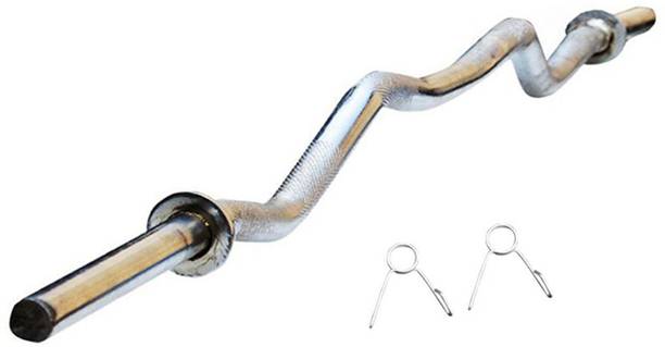L'AVENIR Gym & Fitness 4ft. CUR /BEND/EZ ROD with ROD LOCKS for Triceps&Biceps Exercises Weight Lifting Bar