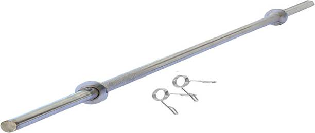 L'AVENIR Gym & Fitness 5ft STRAIGHT ROD / BARBELL with ROD LOCKS for Weight Lifting / Weight Lifting Bar