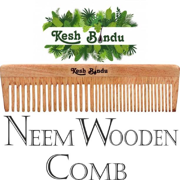 KeshBindu Handmade Neem Wood Broad Tooth,Anti-Dandruff Comb For Men And Women