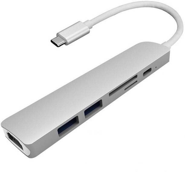 microware USB C Hub, Aidina 6-in-1 USB C Adapter with Type C Charging Port, Aluminum Alloy USB C Dock with HDMI 4K Outport, 2 USB 3.0 Ports, SD/TF Card Reader Slot - Silver typectohdmiusbcrdrd USB Hub