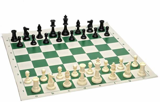 Neel Chess Set with Plastic Filled Chessmen and Black and White Strategy & War Board Game