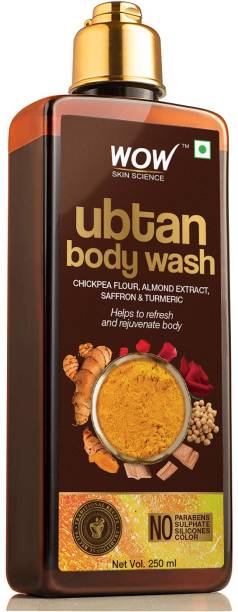 WOW SKIN SCIENCE Ubtan Body Wash With Chickpea Flour, Almond Extract, Saffron & Turmeric Extracts - Natural De Tan - No Sulphate, Parabens, Silicones & Color