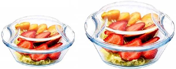 Femora Borosilicate Glass Serving Vegetable Microwave Safe Casserole Pack of 2 Serve Casserole