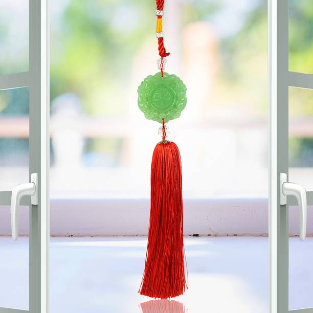 REIKI CRYSTAL PRODUCTS Wall Hanging Fengshui Decoration Hanging Accessories Feng Shui Green Jade Finish Synthetic Sun For Home And Car Decorative Showpiece  -  35 cm
