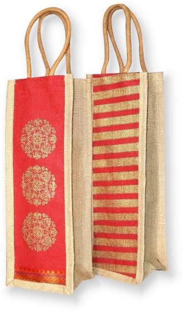 A&A Jute Eco-Friendly Water Bottle Wine Bottle Carry Bag