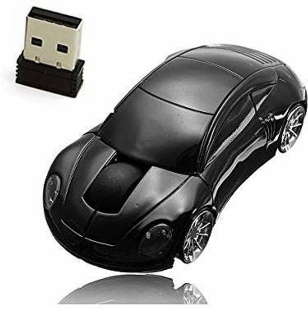 microware 3D Car Shape Mini 4800 DPI USB Wireless with 3 Keys Optical Gaming Mice Mouse for PC Computer Laptop (Black) Wireless Optical  Gaming Mouse