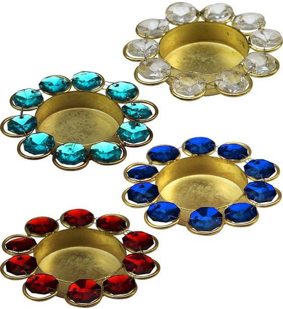 Fashion Appearance Diwali Diya Lights Candle Holder Home Decoration Items for Gifts Iron 4 - Cup Candle Holder