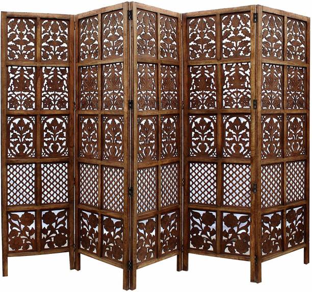 Artesia Handcrafted 5 Panel Wooden Room Partition & Room Divider (Brown) Solid Wood Decorative Screen Partition Solid Wood Decorative Screen Partition