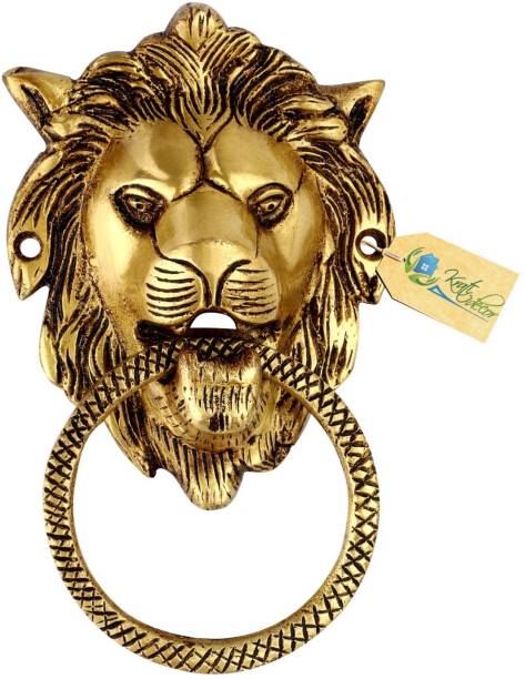 Kratidecor Lion Face Cross Ring Brass Door Knocker