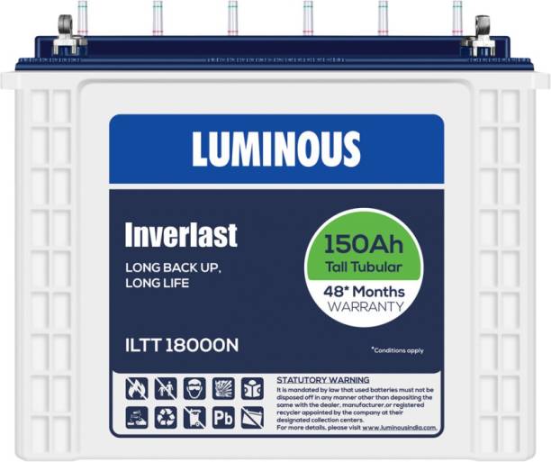LUMINOUS Inverlast ILTT18000N 150Ah Tall Tubular Battery Tubular Inverter Battery