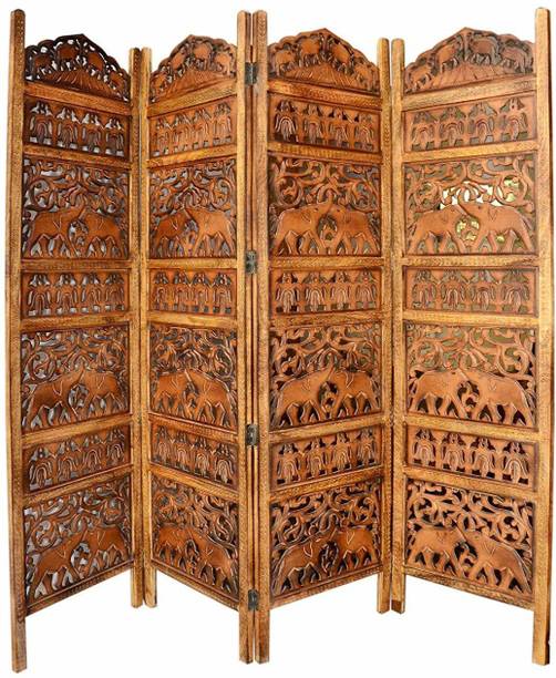 Artesia Artesia Handcrafted 4 Panel Room Partition (Brown) Solid Wood Decorative Screen Partition