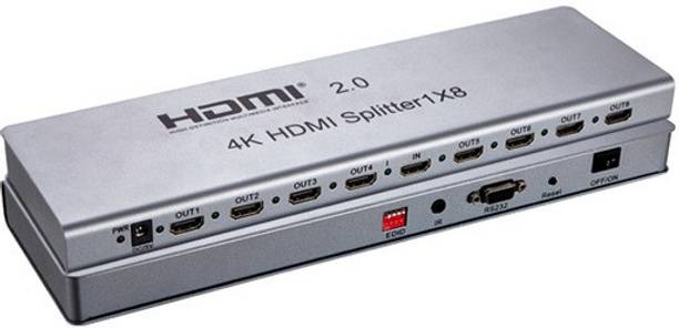 microware 3D HDMI Splitter V2.0 1 In 8 Out Full Ultra HD 4K/2K 3D Resolutions with IR Extension EDID Management RS232 for Monitors Projectors DVD Player A/V Receiver Set Top Box et Media Streaming Device