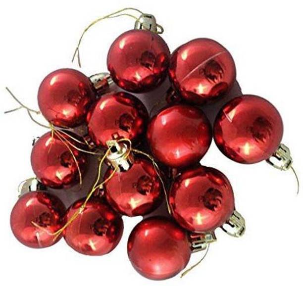 EXCEL IMPEX Insej Small Xmas Red balls prop for decorating Christmas Tree and hanging on walls, doors (1 Inch dia)- Set of 12 pieces Hanging Ornaments Pack of 12