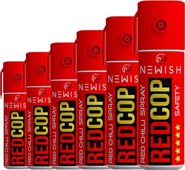 NEWISH : Powerful Red Chilli Pepper Spray Self Defence for Women Pack Of 6 Each (55 ml |35 gm|50 shots) Upto -15 Feet Pepper Stream Spray