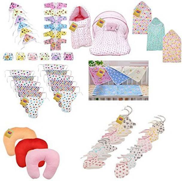 Fareto INFANT CLOTHING SET & DAILY ESSENTIAL ITEMS 8 IN 1 COMBO (0-3 MONTHS)(Total Items: 54)