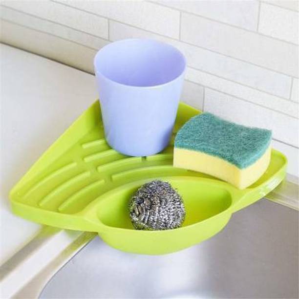 CRENTERPRISE Dish Drainer Kitchen Rack Plastic Multipurpose Must Have Corner Sink Wash Basin Storage Organizer Dish Drainer Kitchen Rack (Plastic)