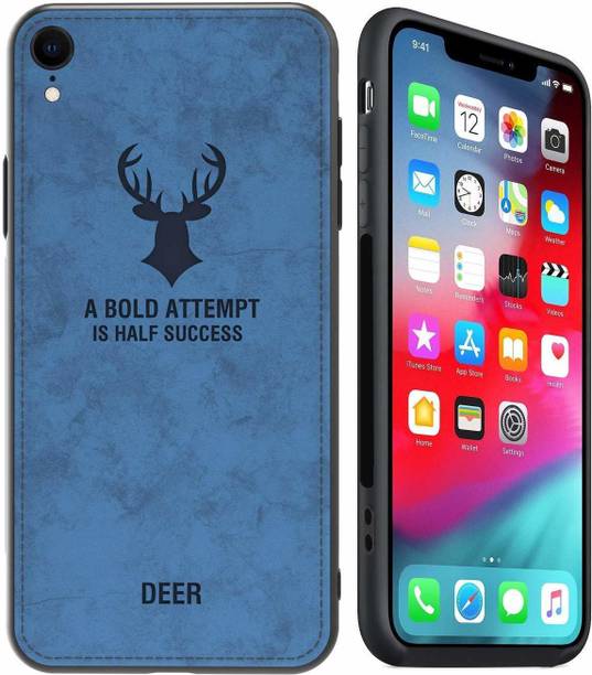 MOBILOVE Back Cover for Apple iPhone XR | Deer Pattern Cloth Texture Leather Finish Soft Fabric Hybrid Case