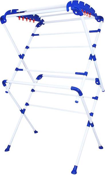 FLIPZON Steel Floor Cloth Dryer Stand Sumo - Large - Pre Assembled, Foldable - Blue & White