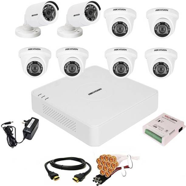 HIKVISION 8 Channal HD DVR 1080p 1Pcs,Outdoor Camera 2Pcs,Indoor Camera 6Pcs, Security Camera