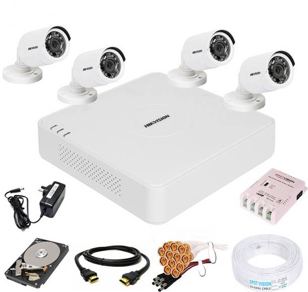 HIKVISION 4 Channal HD DVR 1080p 1Pcs,Outdoor Camera 4Pcs,Hard Disk, Security Camera