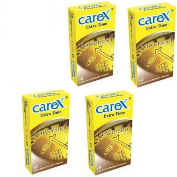 CAREX Powershot Extra time Dotted Condom For Men (Set of 4) Condom
