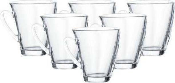 Femora Pack of 6 Glass Clear Glass Clove Tea Mug & Coffee Mug, 210 ML