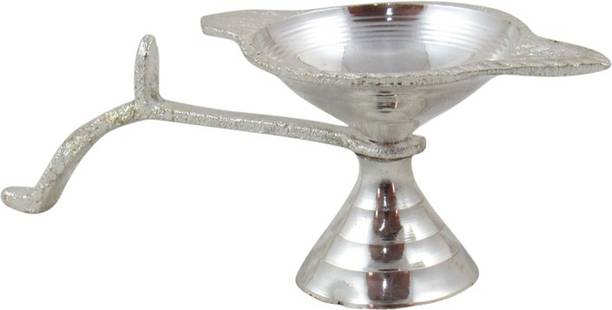 GoldGiftIdeas Aarti Diya Set for Pooja Silver Plated Table Diya