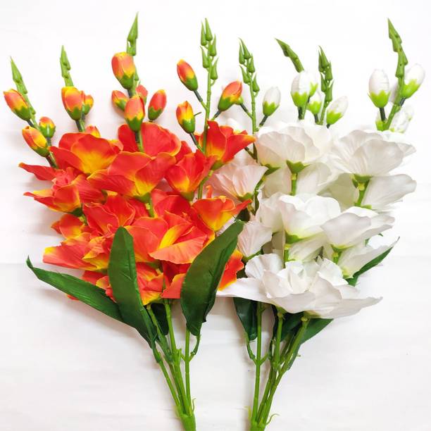 artificial hub Gladiolus Bouquet Bunch Multicolor, White Orchids Artificial Flower