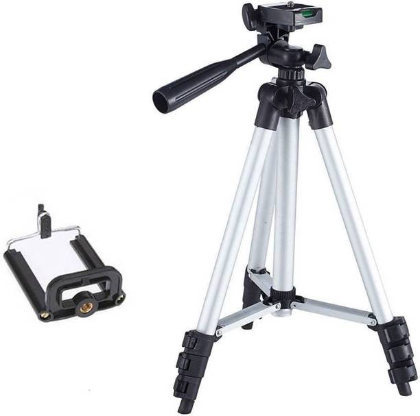 ESN 999 Tripod-3110 Portable Adjustable Aluminum Lightweight Camera Stand With Three-Dimensional Head & Quick Release Plate For Video Cameras and mobile Tripod Tripod (Black, Silver, Supports Up to 1000 g) Tripod