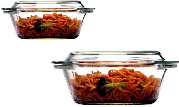 Femora Borosilicate Glass Microwave Safe Multipurpose Casseroles, 700 ml, 1550 ml, Set of 2 Pack of 2 Serve Casserole