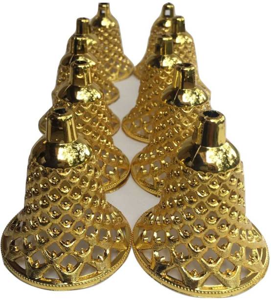 Glimpse CHRISTMAS METALLIC GOLDEN BELLS SET/10 Hanging Ornaments Pack of 10
