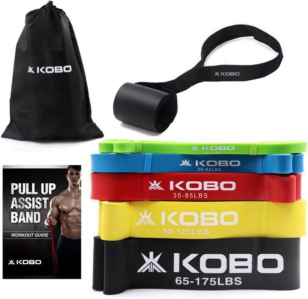 KOBO Power Loop Pull Up Assist Bands Set for Exercise with Door Anchor & Workout Guide Fitness Band
