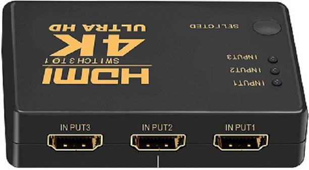 microware HDMI Switch 4K Intelligent 3-Port HDMI Switcher Splitter Supports 4K Full HD1080p 3D with IR Remote Media Streaming Device